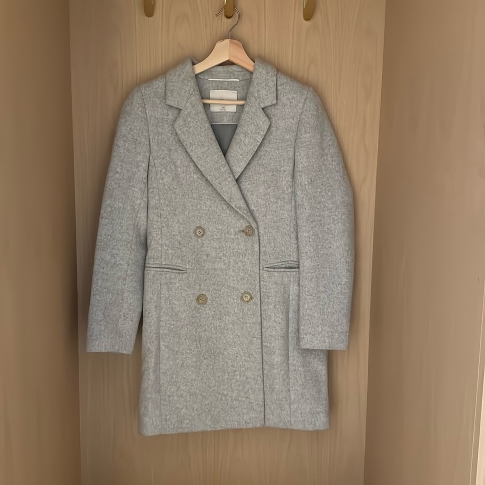 Aritzia Wilfred wool and cashmere light grey coat